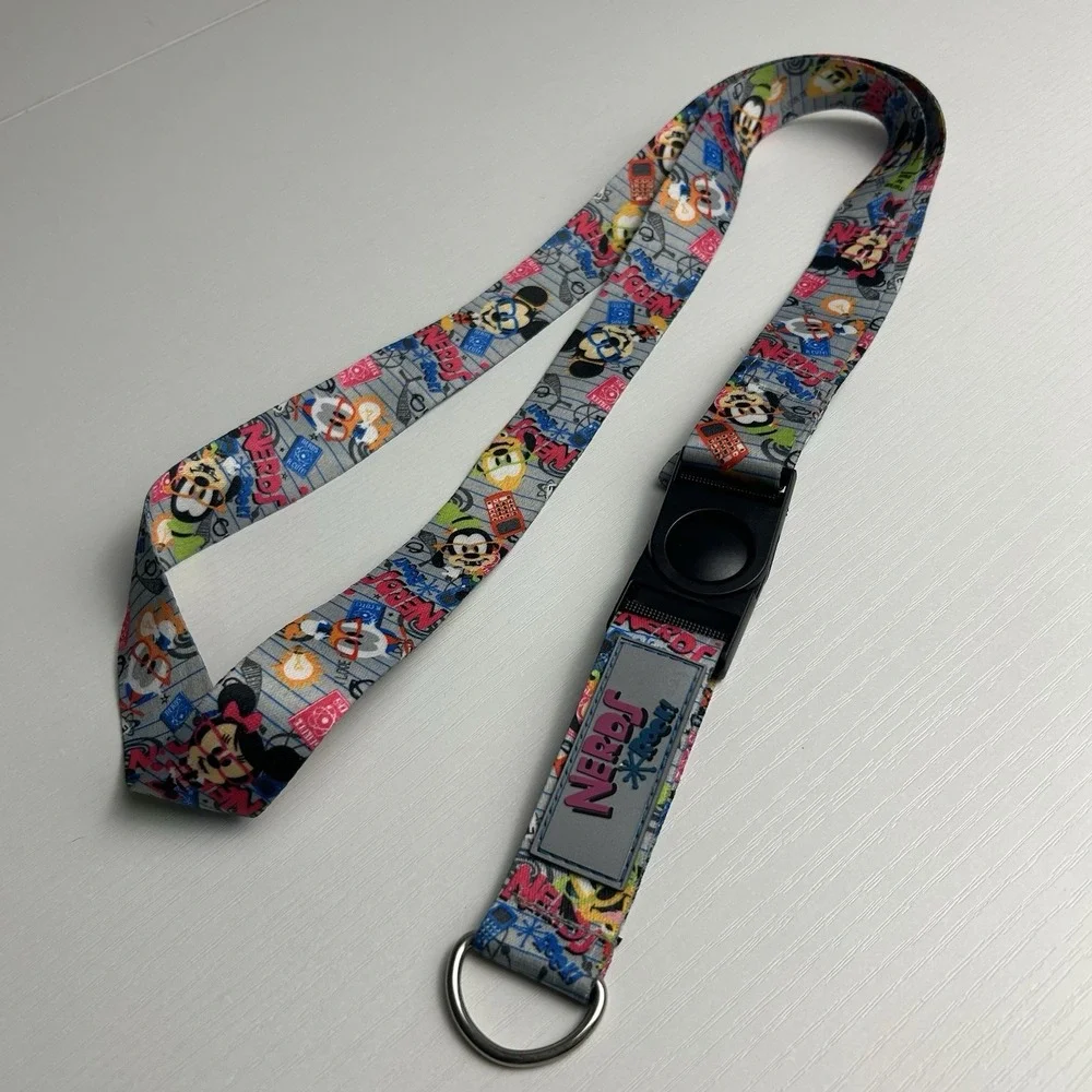 Disney Parks NERDS ROCK Mickey Minnie Donald Pluto Goofy Lanyard Keychain